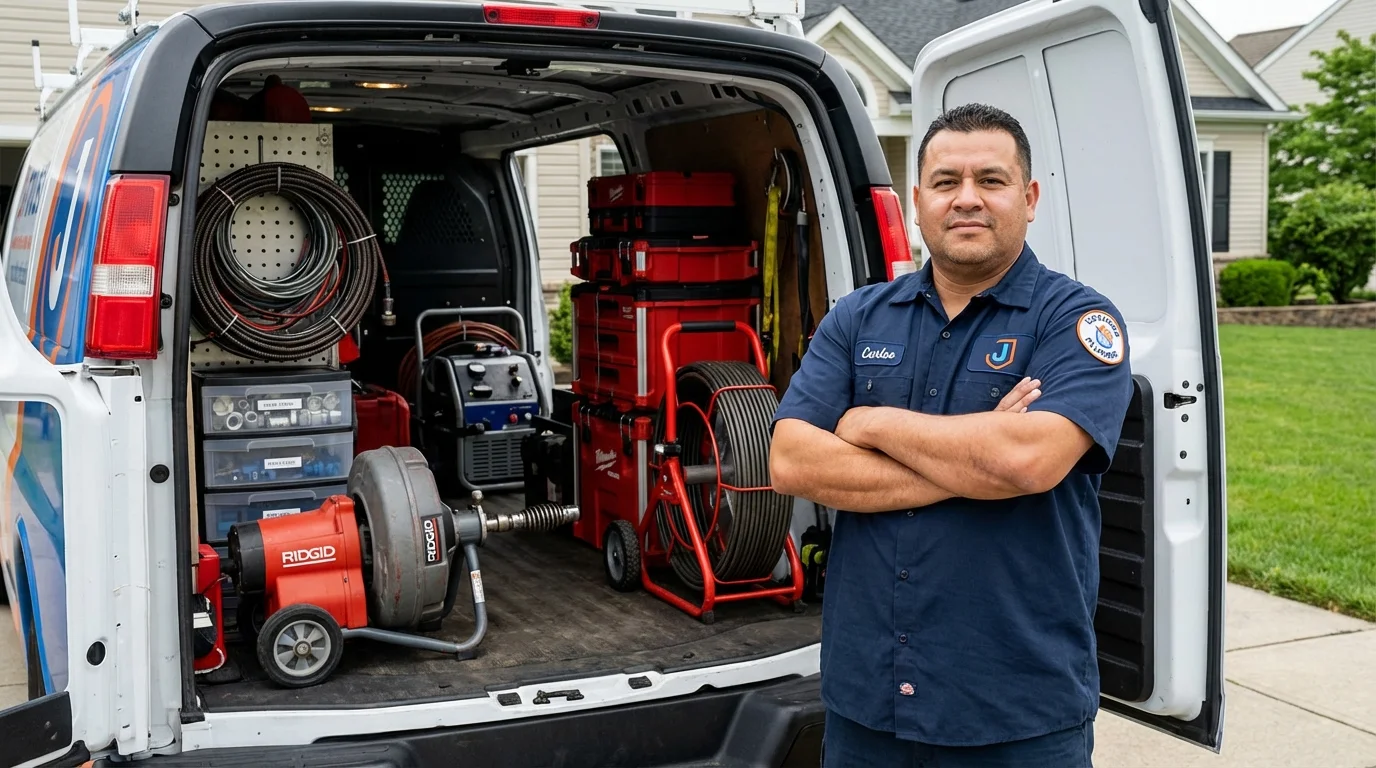 Professional drain cleaning equipment and Johns Plumbing LLC plumber in Lasara
